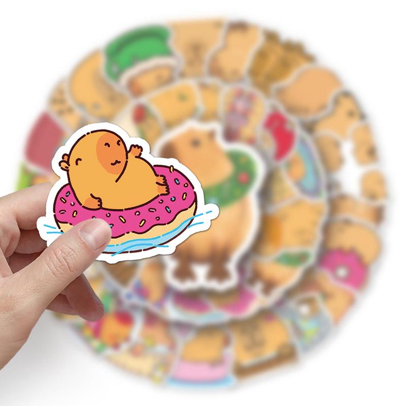 50pcs Cute Capybara Sticker Set Animals Stickers PVC Graffiti Sticker Sticky Aesthetic Decor DIY Books Laptop Guitar Skateboard