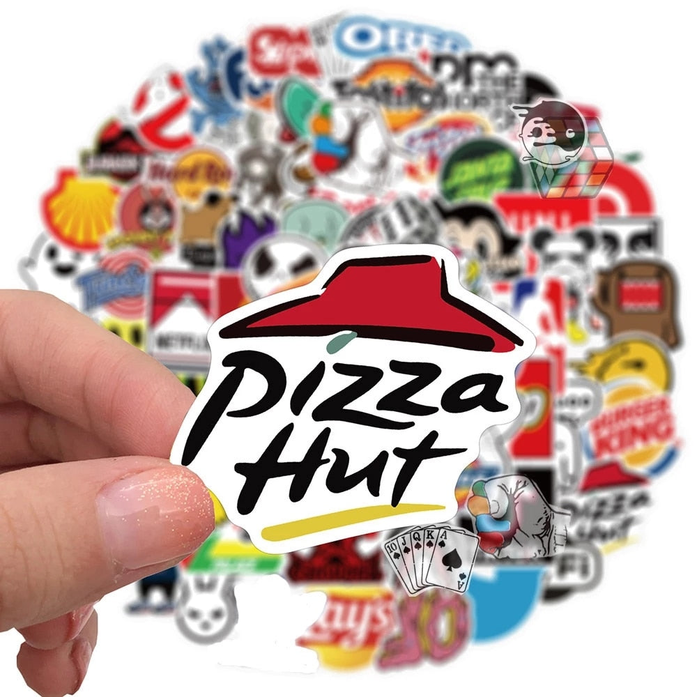 10/30/50/100Pcs Cool Fashion Brand Logo Stickers DIY Skateboard Laptop Luggage Bike Motorcycle Phone Car Sticker Decals