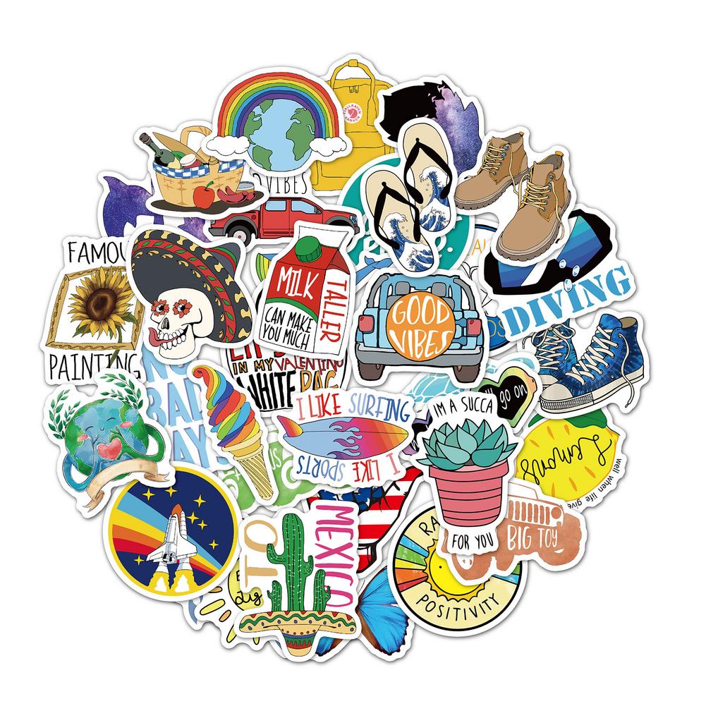 35Pcs/Pack Graffiti Stickers PVC Waterproof Stickers Anime Stickers Laptop Guitar Motorcycle Luggage Skateboard Bicycle Kids Toy