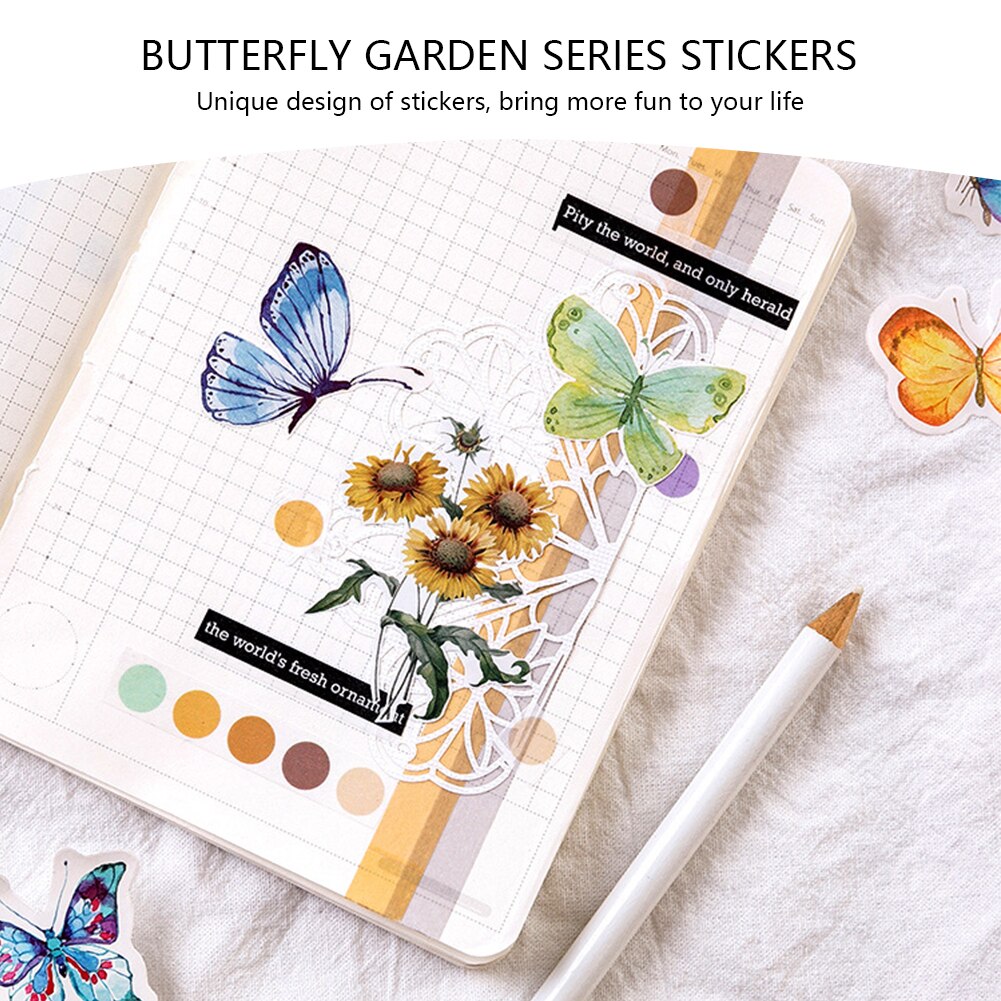 46pcs Album Scrapbooking Sticker Pack Handmade Butterflies Album Journal Stickers Creative Funny Handbook Journaling Accessories